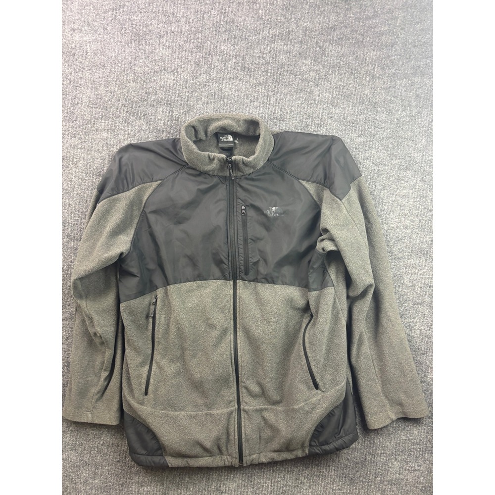 The North Face Denali Fleece Jacket Mens XL Gray Black Full Zip Outdoor Coat